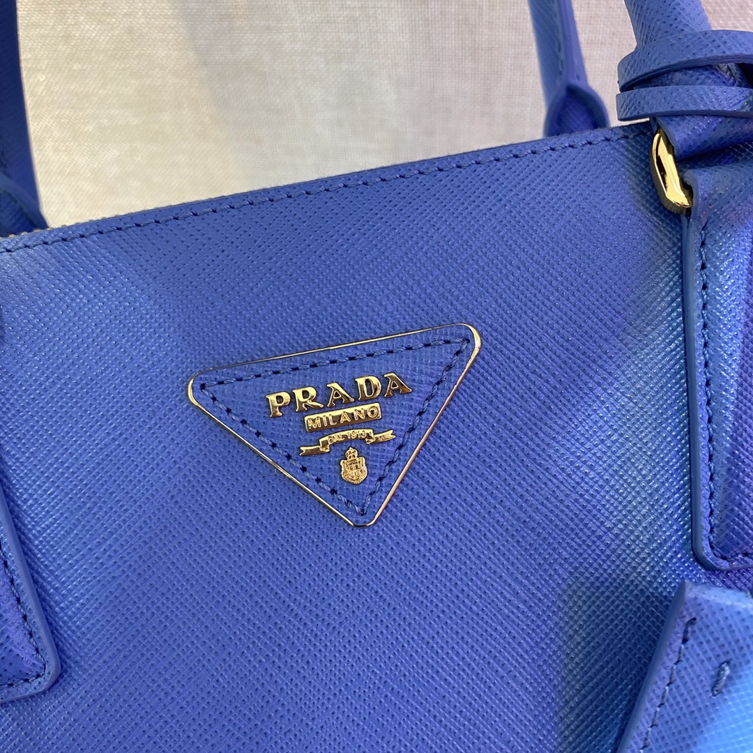 Prada Medium Galleria Saffiano Leather Bag Tote Shoulder Bag Blue 1BA863